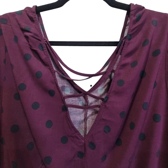 TORRID 3X Polka Dot V Neck Razor Back Drawstring Tunic - Picture 6 of 8